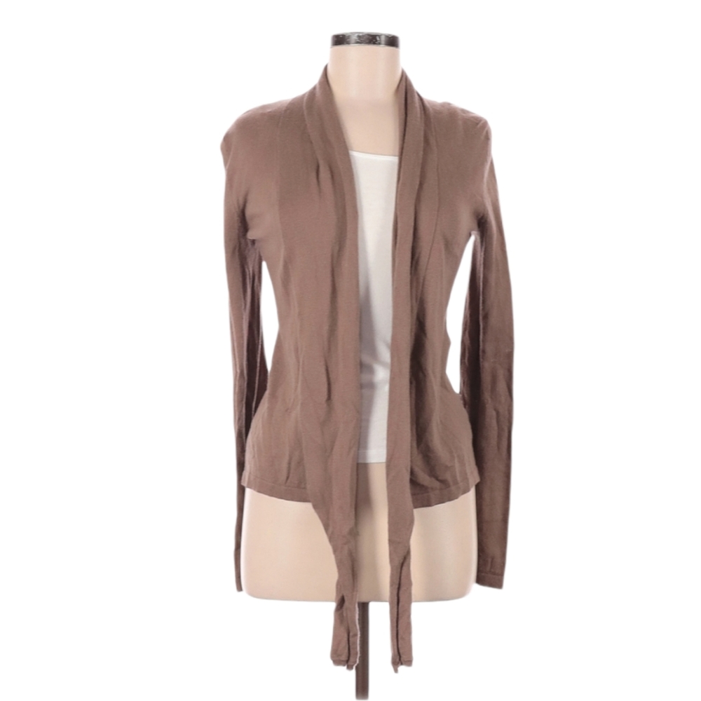 XXI Cardigan Sweater Size‎ M Cashmere Brown Open Waterfall Front Soft Neutral
